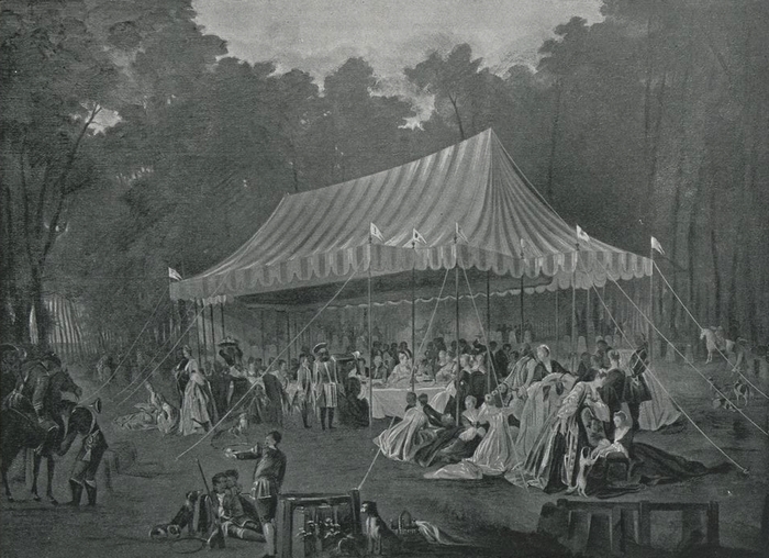 Banquet offert au prince de Brunswick dans le bois de Cassan - Commandé par le prince de Conti pour le salon du château de l'Isle-Adam - 1766 - La Cha